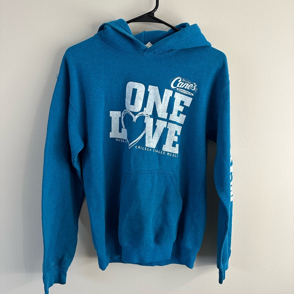 Small raising cane hoodie in blue